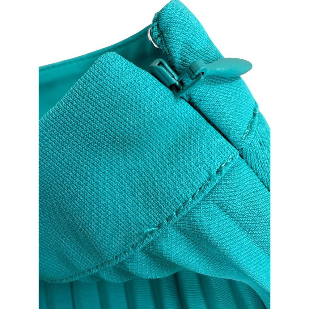 REISS Isidora Skirt Womens 6 Teal Green Accordion Pleated Satin Midi - Picture 6 of 9